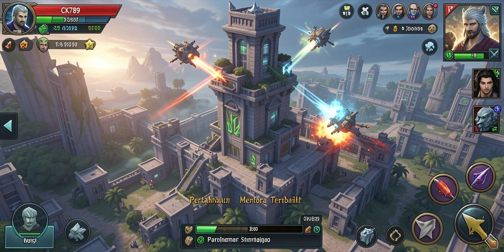 Screenshot CK789 menampilkan aksi strategis dalam permainan Tower Defense yang seru.