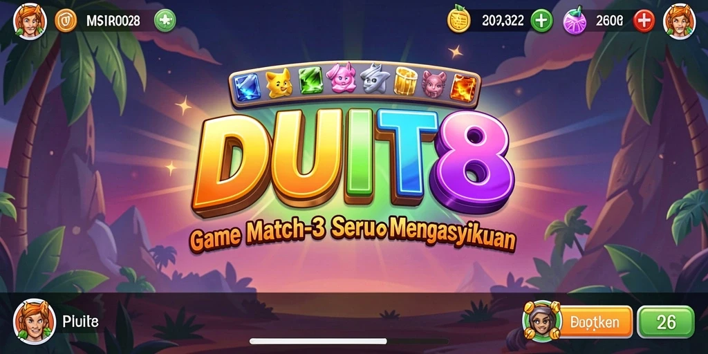 Screenshot gameplay DUIT8 yang menampilkan momen seru permainan Match-3.