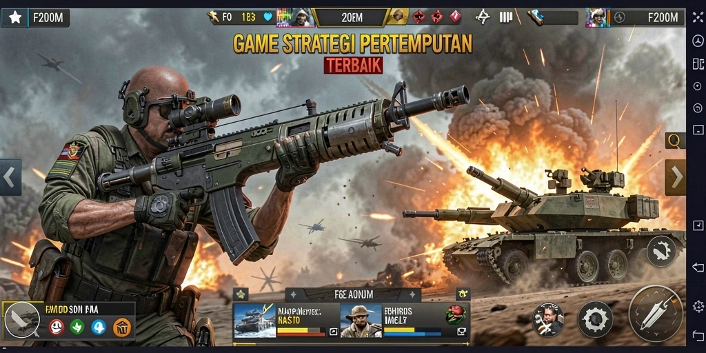Tampilan seru pertempuran strategi dalam F200M.