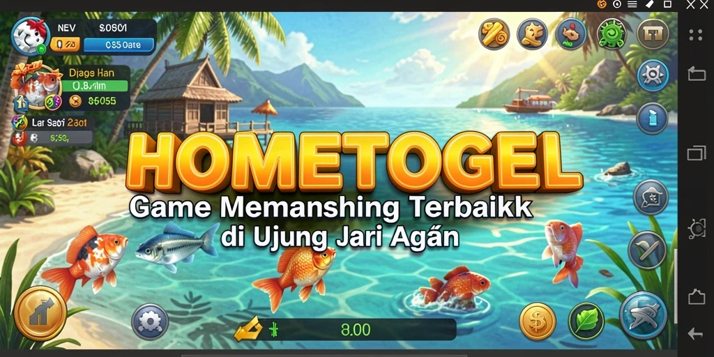 Tampilan gameplay HOMETOGEL yang seru dan menantang saat memancing.