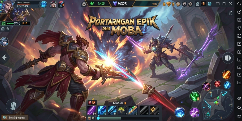 Tampilan epik pertempuran dalam gameplay MOBA MG525.