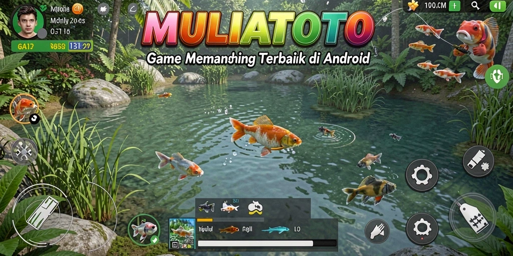 Screenshot gameplay menunjukkan aksi menarik dalam memancing ikan di MULIATOTO.