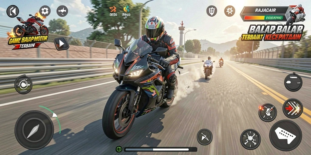 Gameplay RAJACAIR penuh aksi balap motor yang mendebarkan.