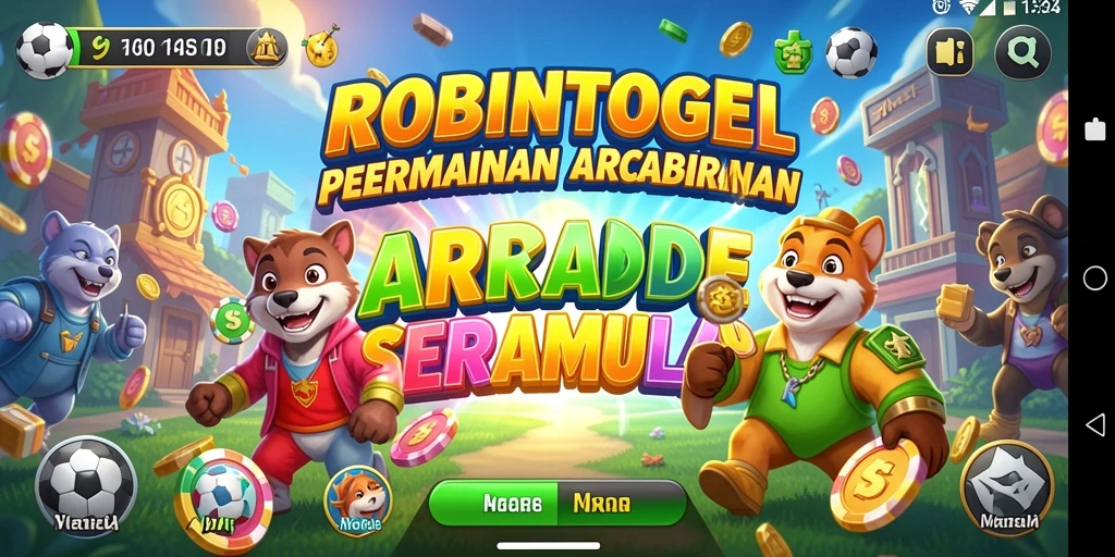 Screenshot utama ROBINTOGEL yang menunjukkan keseruan gameplay Arcade.