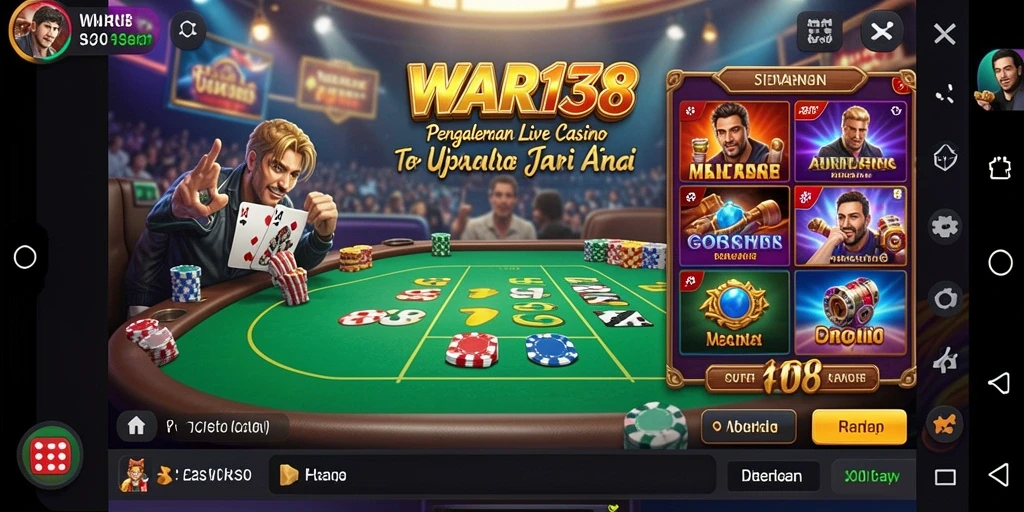 Screenshot gameplay WAR138 yang menampilkan dealer langsung dalam aksi.