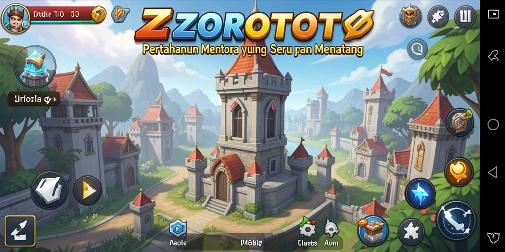 Tampilan menara pertahanan yang strategis dalam gameplay ZOROTOTO.